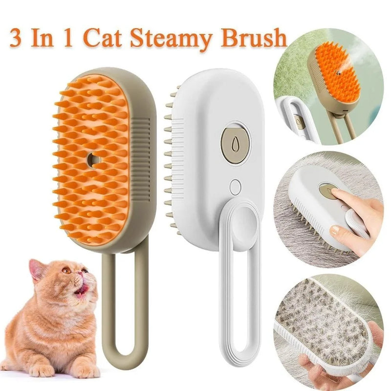 Escova A Vapor Para Gatos E Cães 3 Em 1 Escovas Elétricas De Pêlos Pentes De Massagem Animais De Estimação Remoção