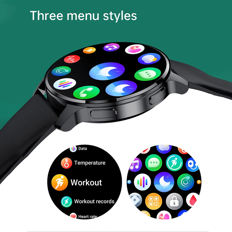 Relógio inteligente da moda Plus com tela de 1,32" para homens e mulheres, chamada Bluetooth, pressão arterial, oxigênio no sangue, relógios empresariais 2025