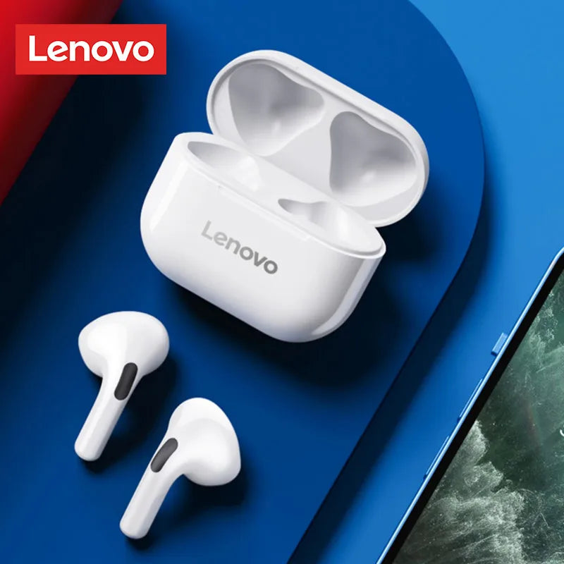 Fones de ouvido sem fio Lenovo LP40 Bluetooth 5.0 TWS originais, design para ouvido humano, operação simples e fácil de segurar
