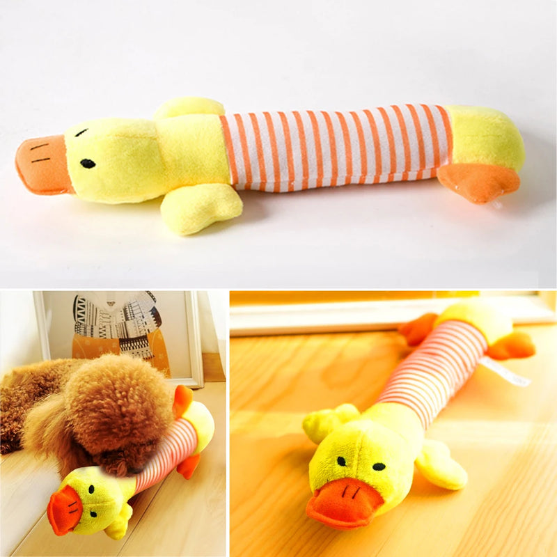 Elefante de pelúcia fofo, pato, porco, cachorro, gato, brinquedo com som de guincho, lã engraçada, durável, brinquedo para molares, adequado para todos os animais de estimação