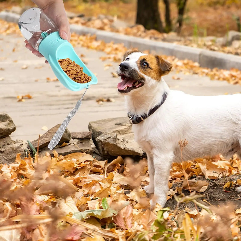 Garrafa de água para cachorro, dispensador para animais de estimação com recipiente de comida removível e trava à prova de vazamentos para viagens e caminhadas