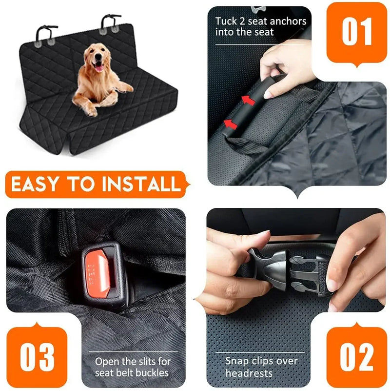 Capa protetora para assento traseiro de carro para cachorro, à prova d'água, resistente à sujeira, capa para assento de animal de estimação, alça de ombro preta, rede, colchão de viagem para animais de estimação