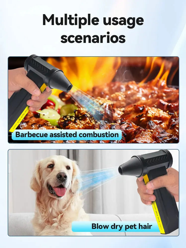 Ventilador turbo elétrico, Motor sem escovas de 160000 RPM, 350 g de empuxo, soprador a bateria, ventilador turbo de alta velocidade, soprador de pó potente recarregável por USB