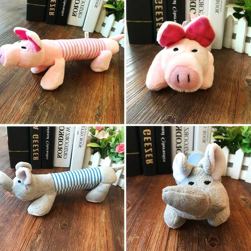 Elefante de pelúcia fofo, pato, porco, cachorro, gato, brinquedo com som de guincho, lã engraçada, durável, brinquedo para molares, adequado para todos os animais de estimação