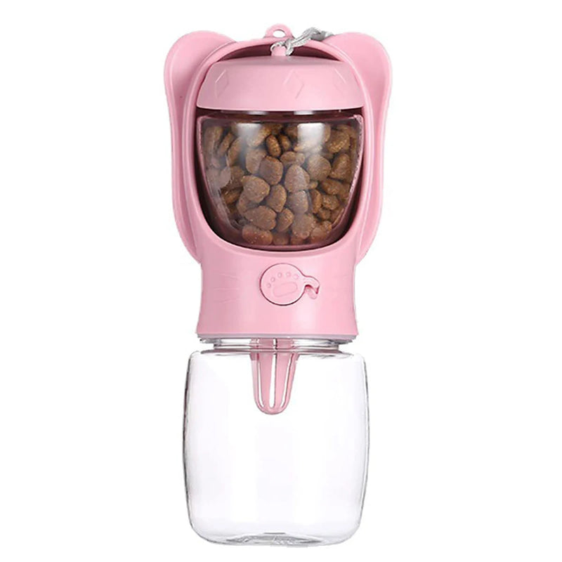 Garrafa de água para cachorro, dispensador para animais de estimação com recipiente de comida removível e trava à prova de vazamentos para viagens e caminhadas