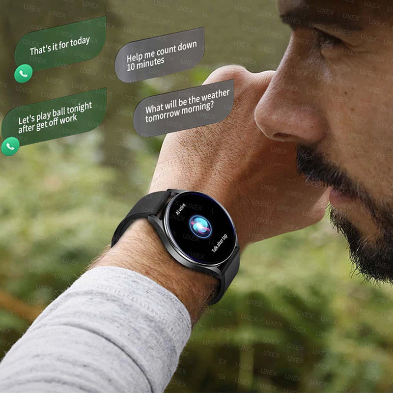 Relógio inteligente da moda Plus com tela de 1,32" para homens e mulheres, chamada Bluetooth, pressão arterial, oxigênio no sangue, relógios empresariais 2025