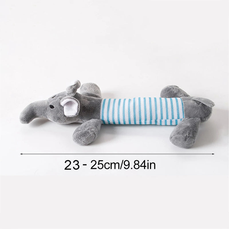Elefante de pelúcia fofo, pato, porco, cachorro, gato, brinquedo com som de guincho, lã engraçada, durável, brinquedo para molares, adequado para todos os animais de estimação