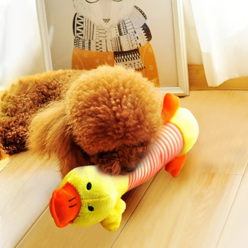Elefante de pelúcia fofo, pato, porco, cachorro, gato, brinquedo com som de guincho, lã engraçada, durável, brinquedo para molares, adequado para todos os animais de estimação