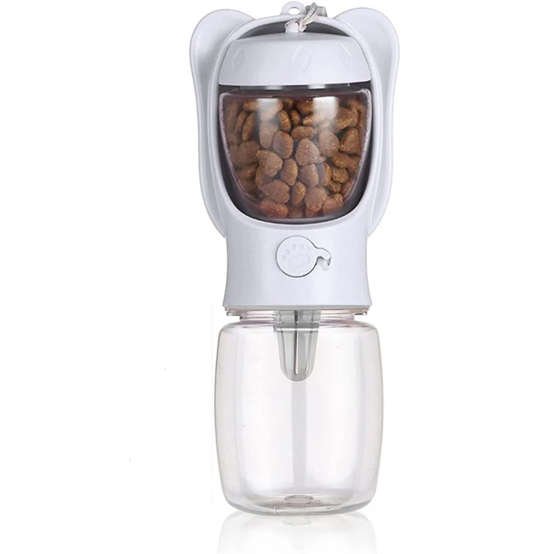 Garrafa de água para cachorro, dispensador para animais de estimação com recipiente de comida removível e trava à prova de vazamentos para viagens e caminhadas