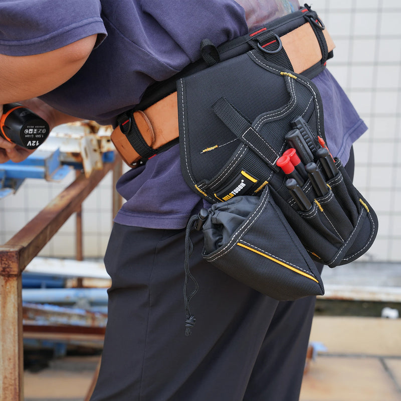 Coldre para furadeira e chave de impacto com bolsa para brocas Coldre de impacto resistente para cinto de ferramentas